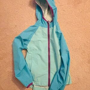 Lands' End Kids Aqua and Teal Hooded Raincoat